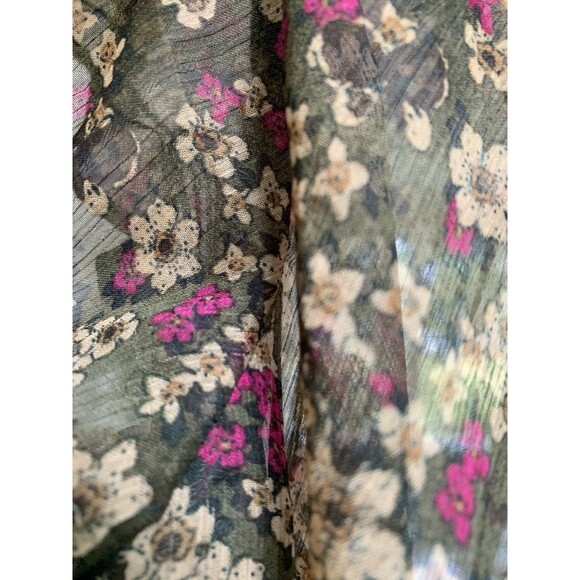 Converse One Star Women’s Sheer Floral Purple Pullover Blouse Split Neck Size XL - Picture 6 of 6